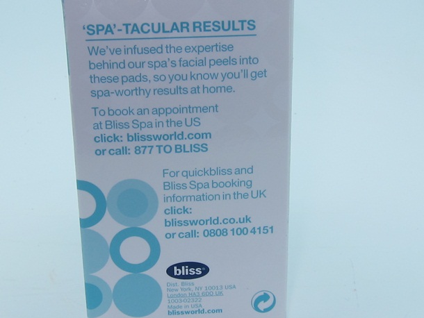 Bliss Thats Incredi ‘Peel’ Spa Strength Glycolic Resurfacing Pads 6